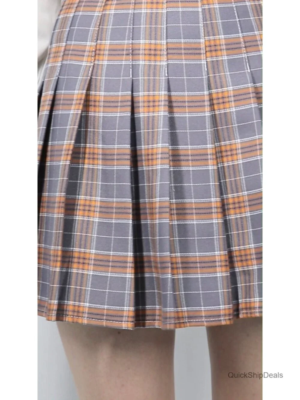 Plaid Pleated Skater Skirt with Shorts High Waist A-Line Schoolgirl